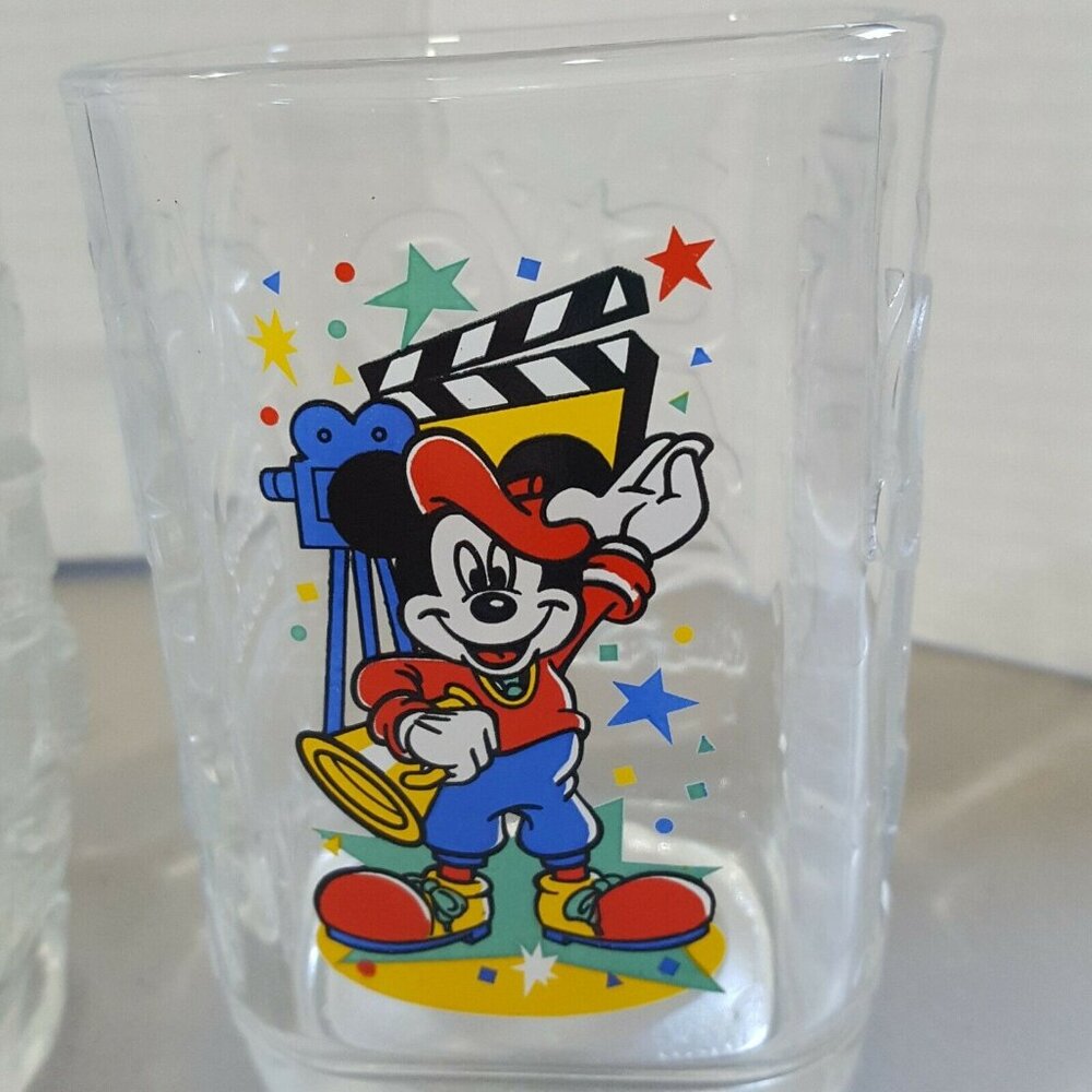 Disney Studio Glass Millennium 2000 Mickey Mouse McDonald's 4 Set Drinking Cup - Picture 6 of 12